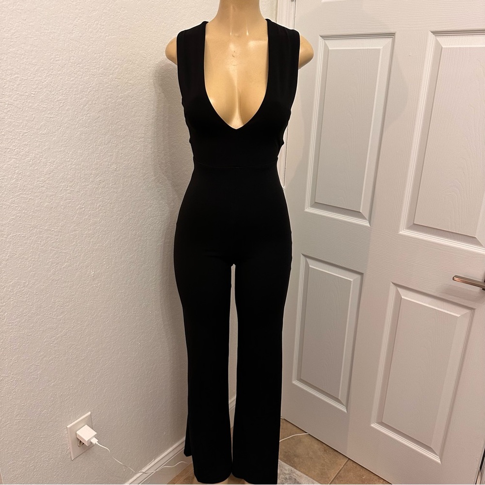 Lulu's Classic Black Sleeveless Jumpsuit